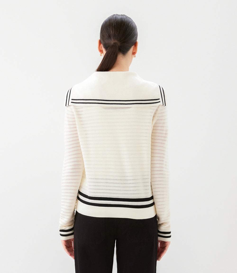 Stripe Sailor Collar Cardigan Sweater