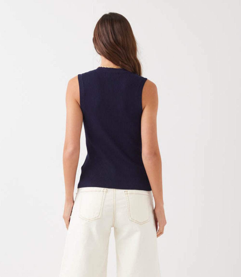 Sleeveless Ruffle V-Neck Sweater