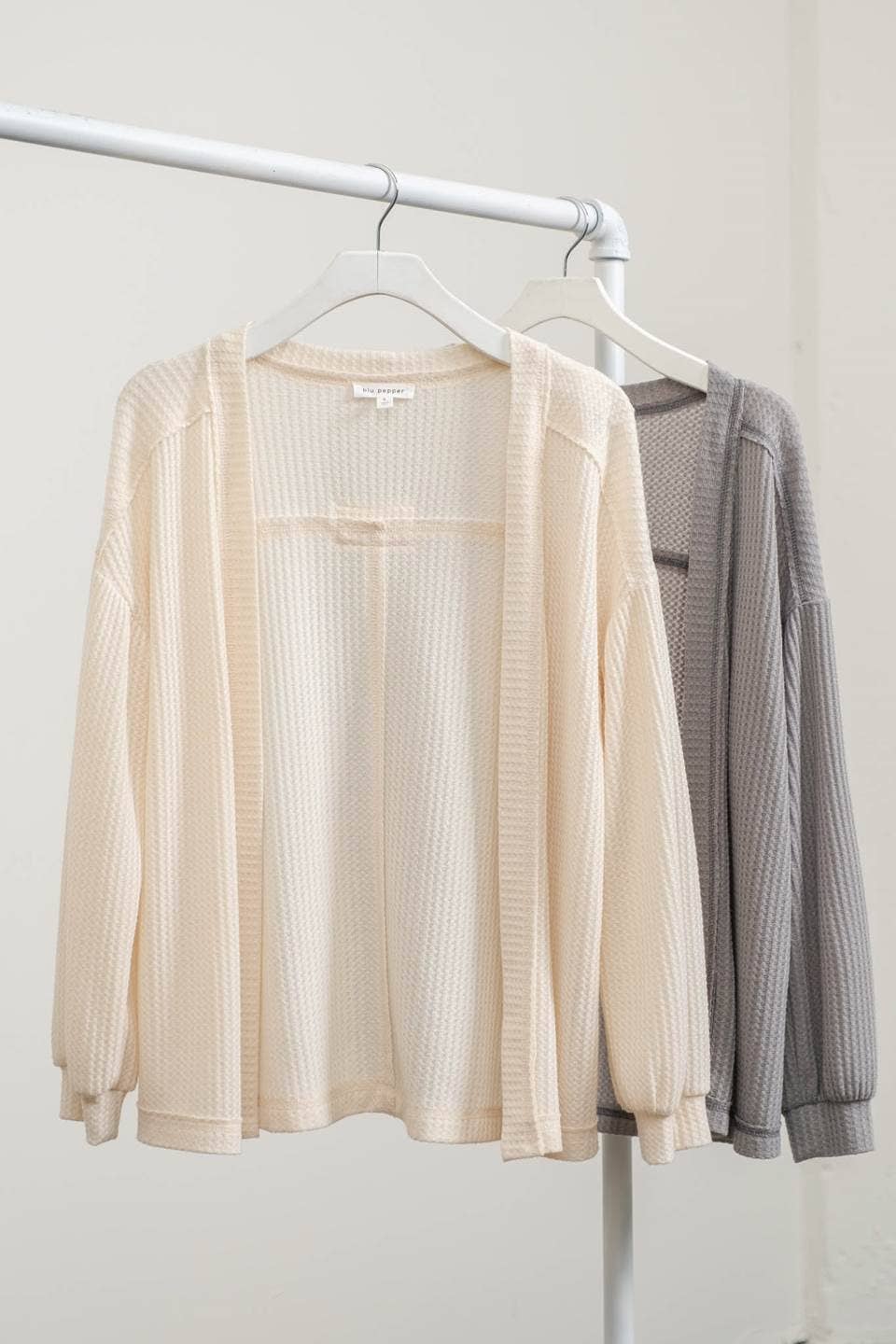 REVERSE STITCHED OPEN FRONT CARDIGAN