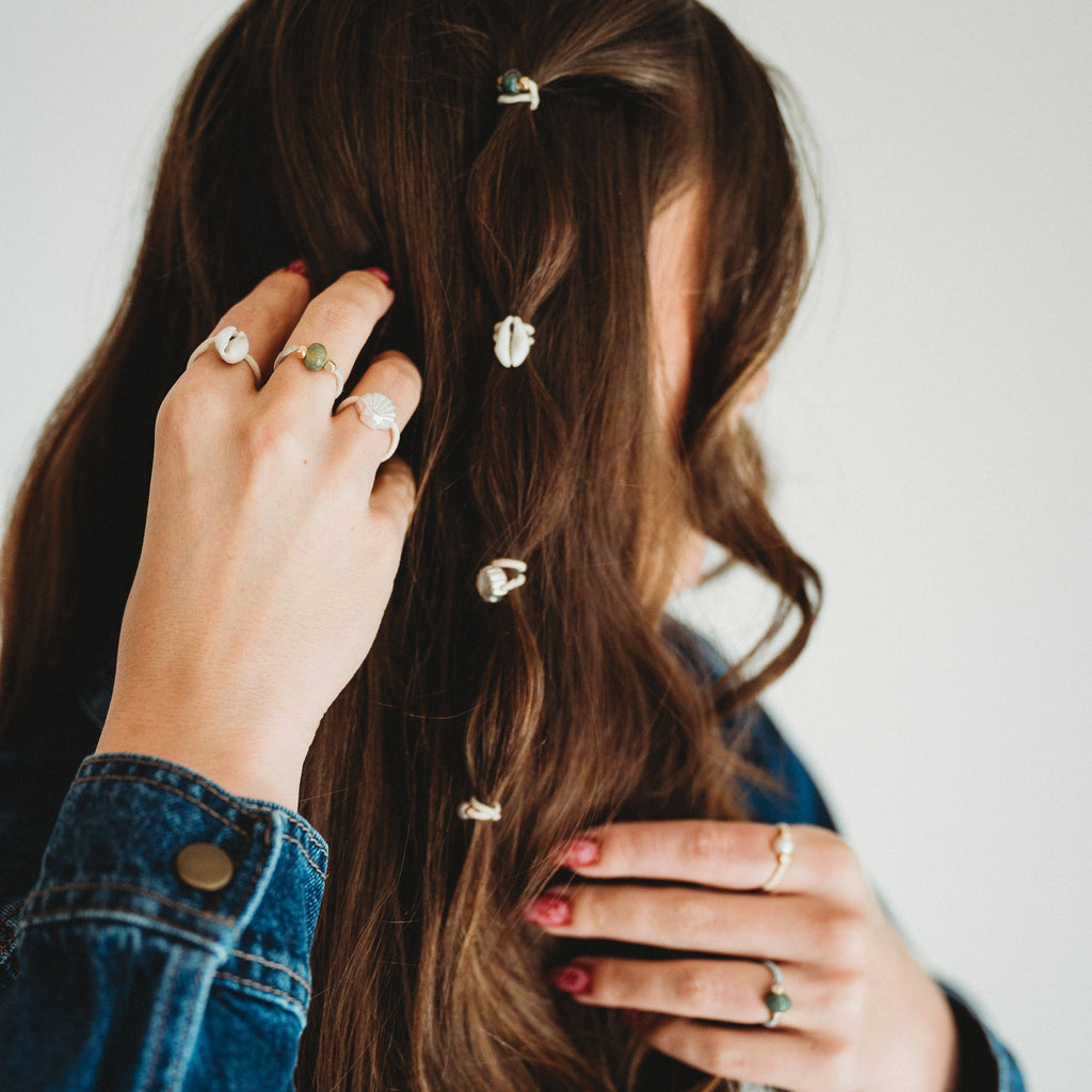 K'lani hair tie bracelets - "Tide" Seashell Beach Vibe Hair Tie Rings