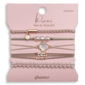 K'lani hair tie bracelets - "Glimmer" Soft Pinks with Pearl and Gold Accent Hair Tie Bracelets