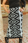Black Ivory Aztec Knit Long Tube Skirt