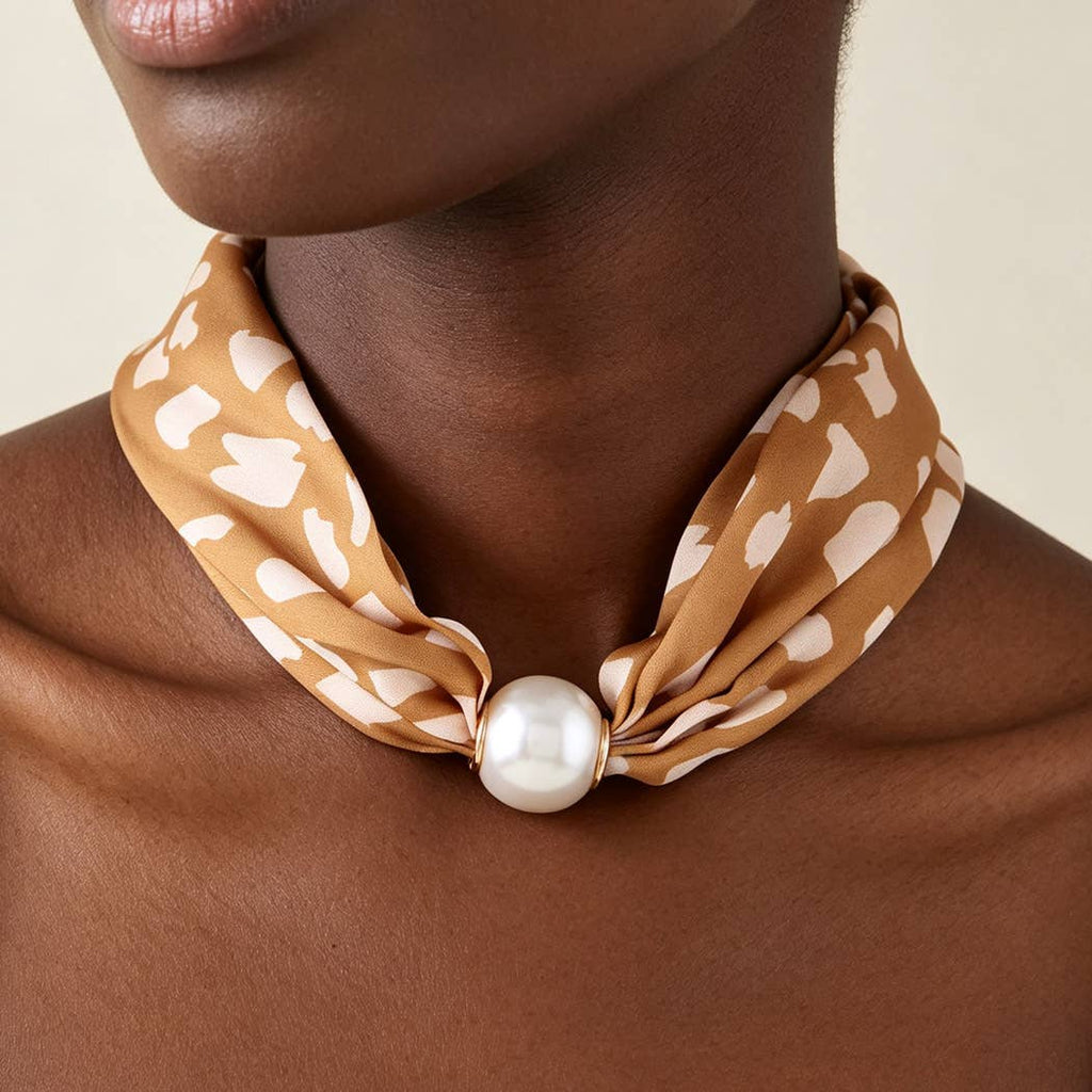 3AM BY H&D ACCESSORIES - Scarf Pearl Slider Choker Necklace