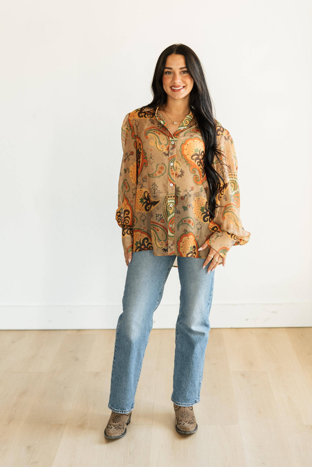 BROWN PAISLEY  BLOUSE