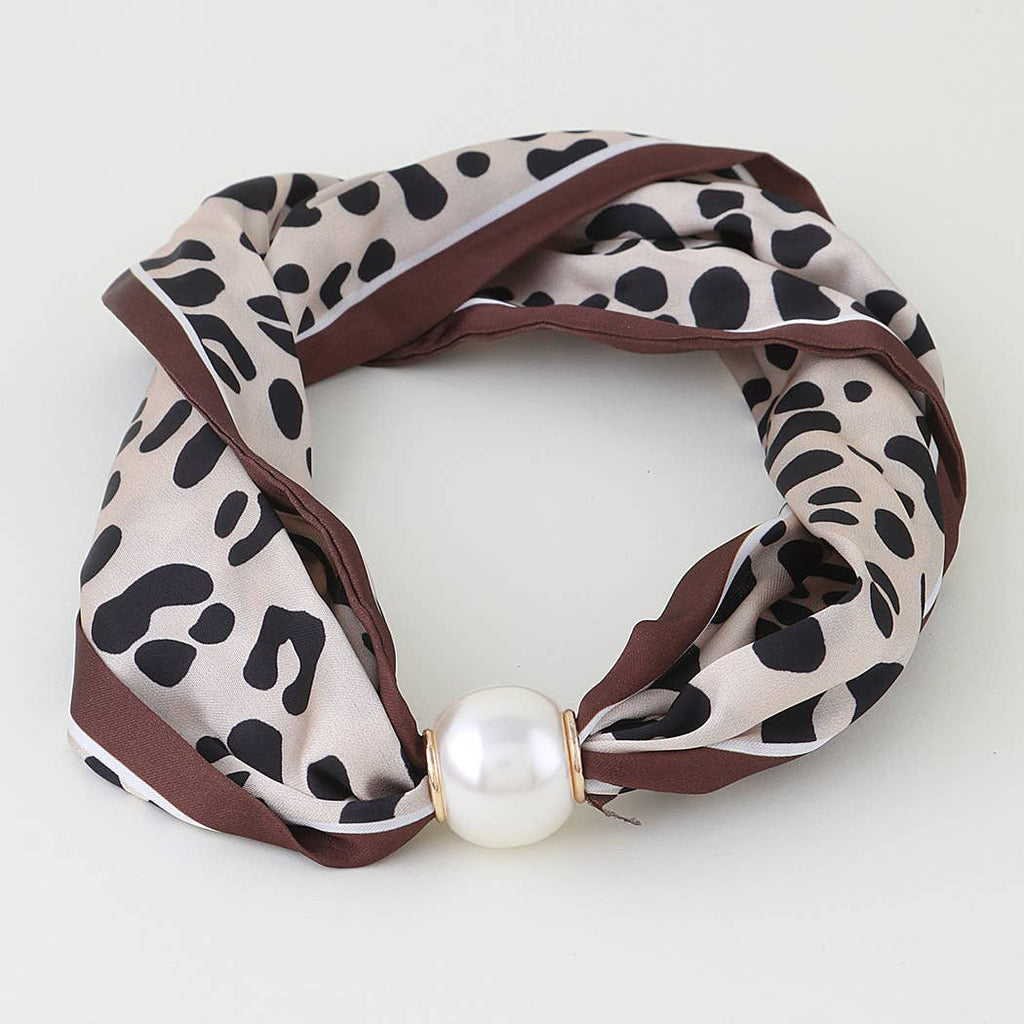 3AM BY H&D ACCESSORIES - Scarf Pearl Slider Choker Necklace