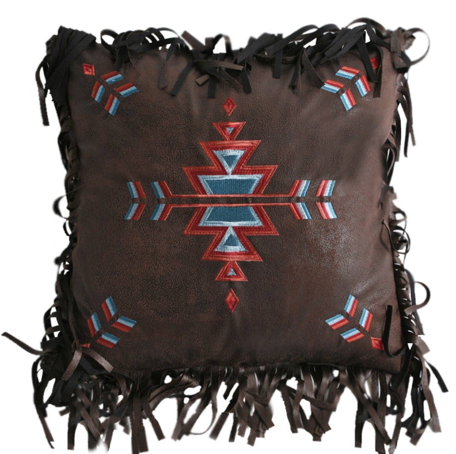 Embroidered Aztec Pillow