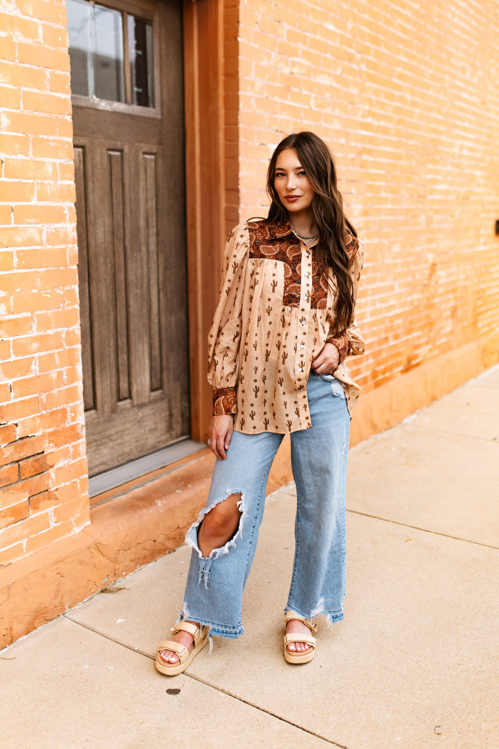 BROWN PAISLEY CACTUS TOP