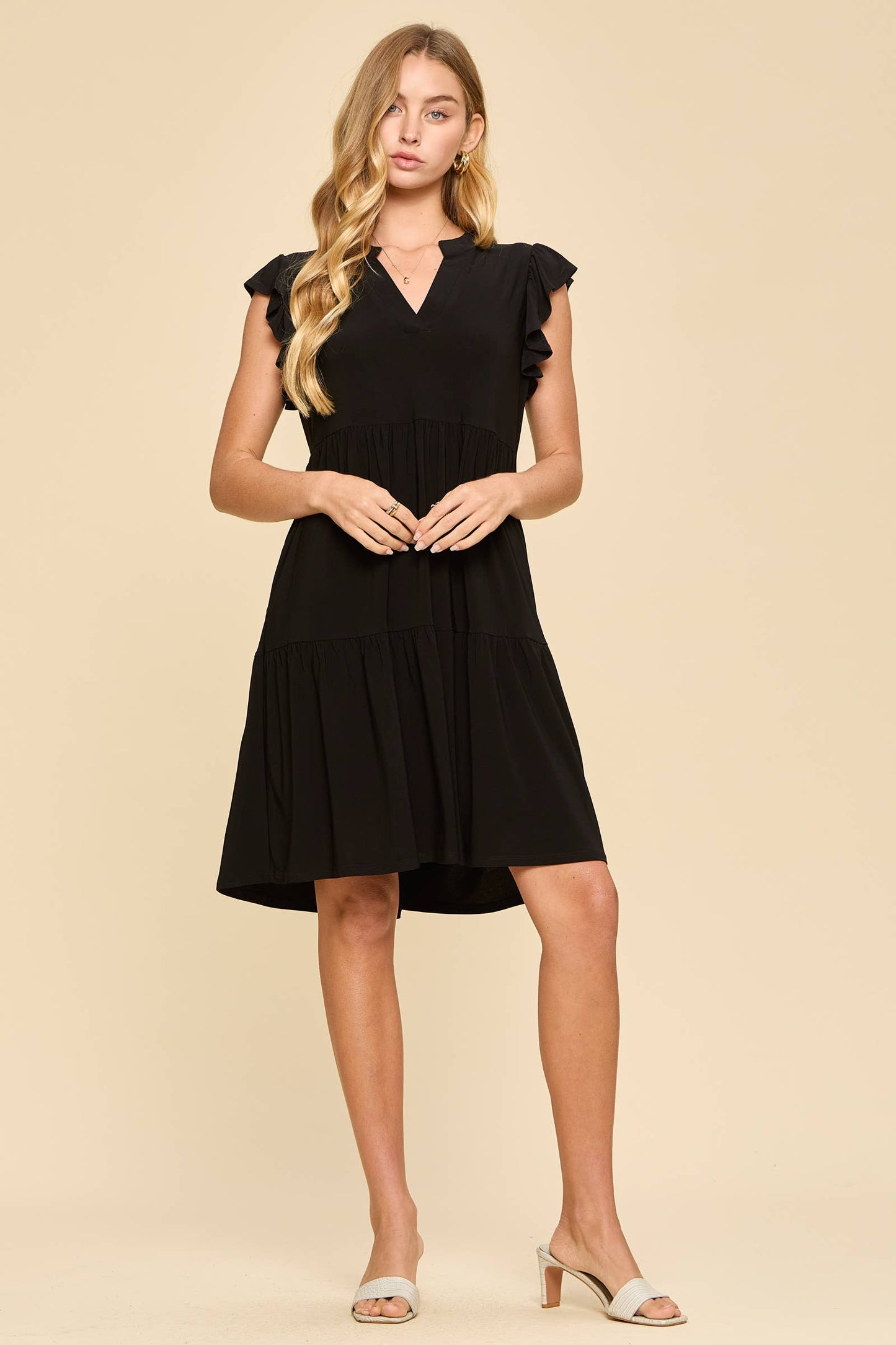 Flutter Sleeve Tiered Forever Dress