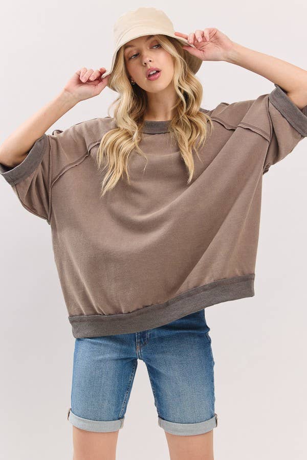 Mineral-Washed Oversized French Terry Top
