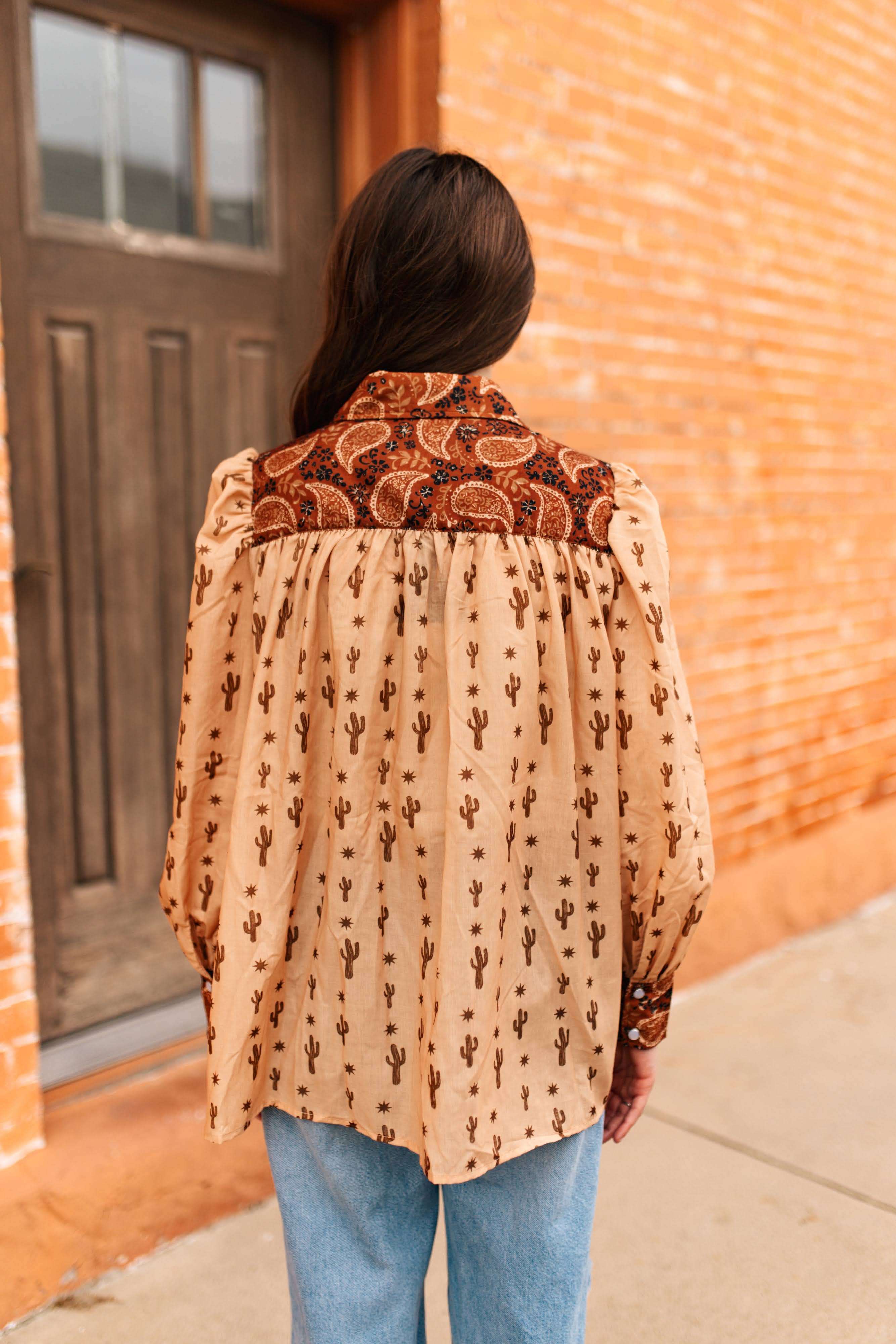 BROWN PAISLEY CACTUS TOP