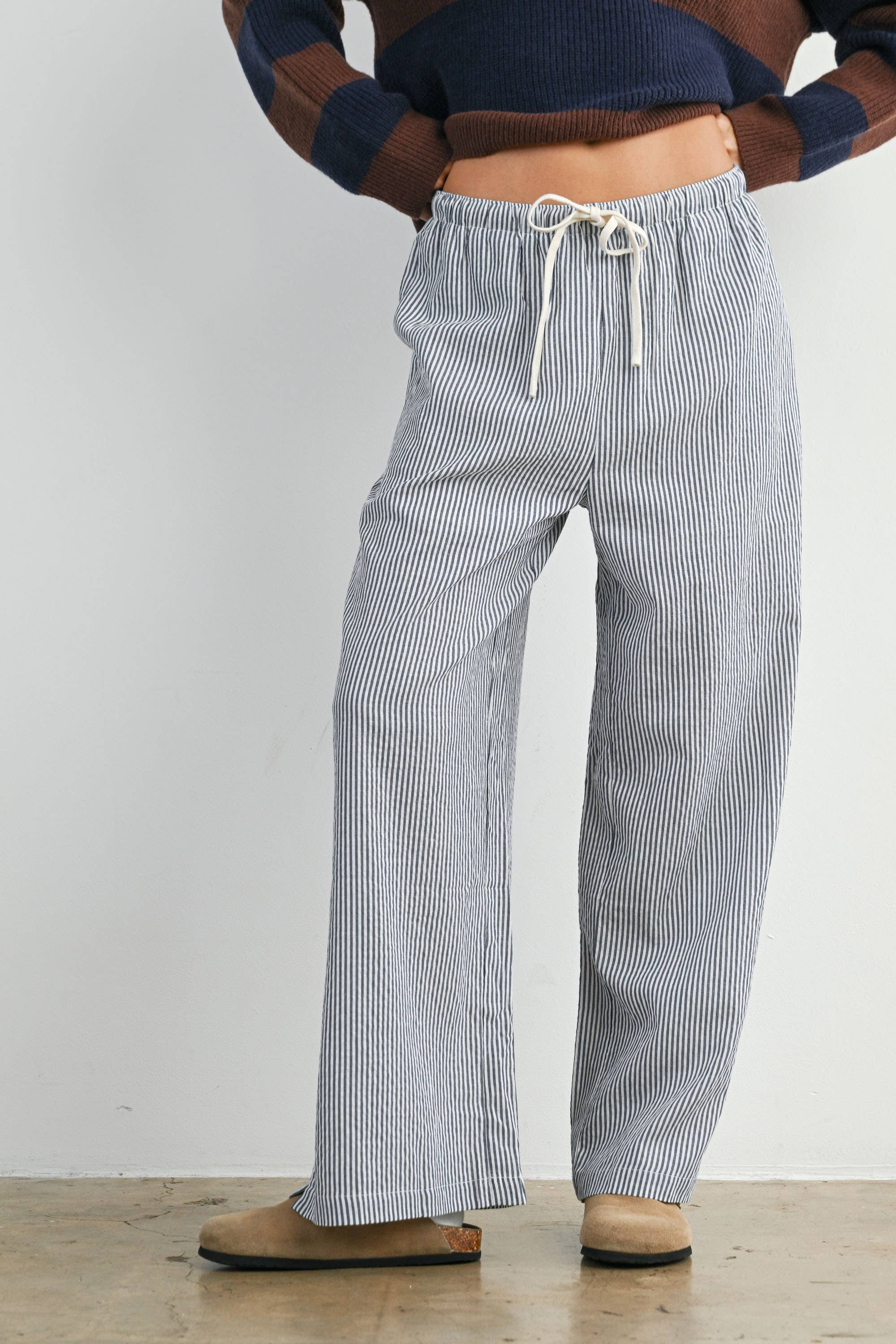 Drawstring Waist Striped Pants