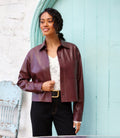 Faux Leather Long Sleeve Button-Up Shirt