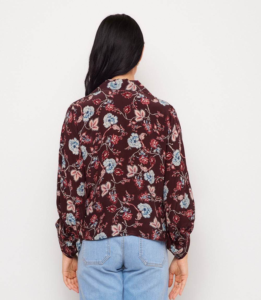 Blouson Sleeve Tie-Front Top