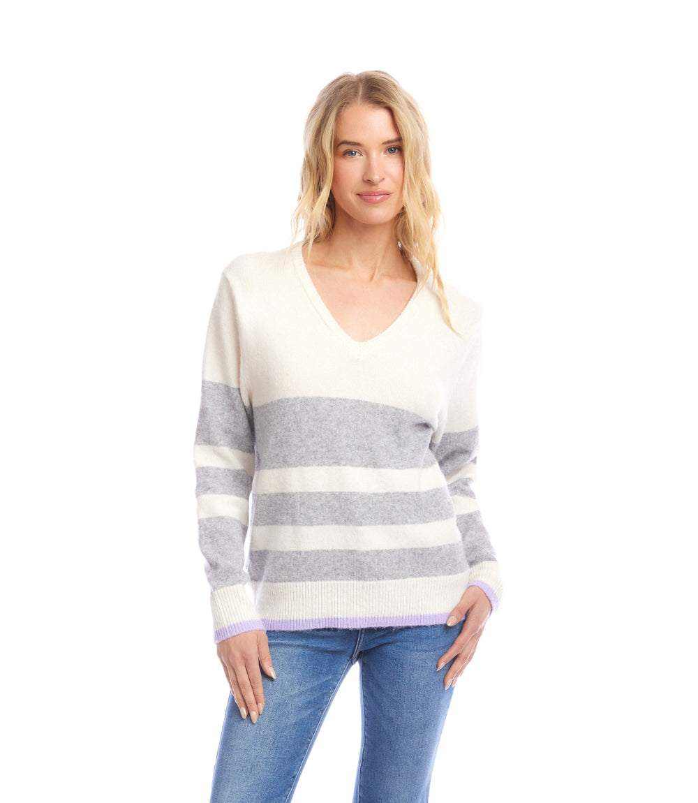 Stripe V-Neck Sweater
