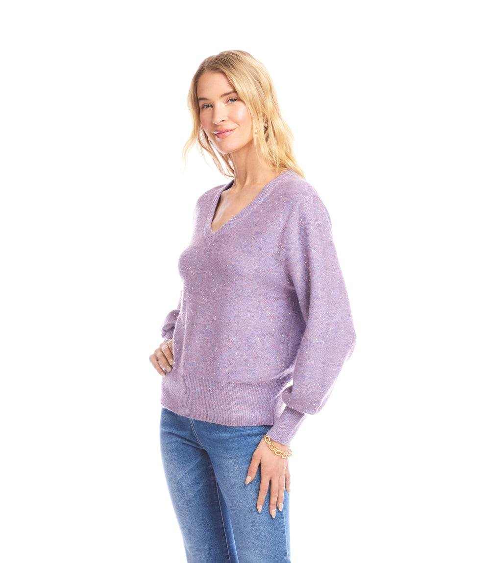 Sequin V-Neck Sweater