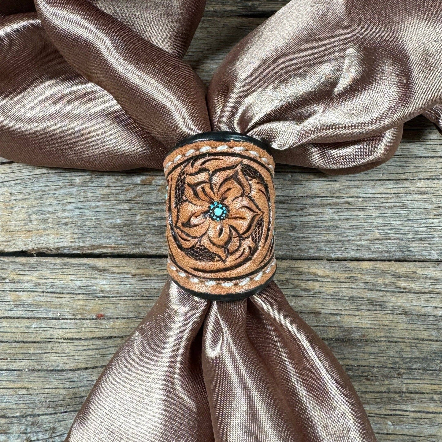 Rodeo Drive - Tooled Leather Wild Rag Slides - Assorted: LIGHT OIL FLORAL