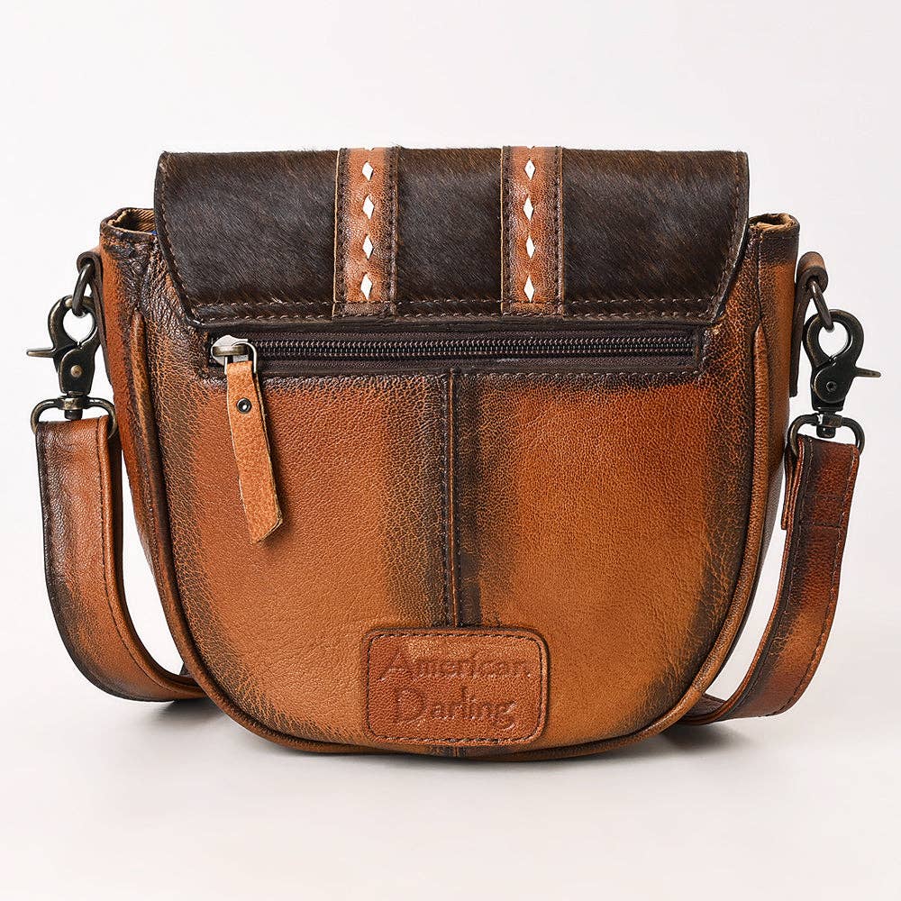 Western Genuine Leather Hair-On Cowhide Cross Body Bag with Tassel Detail