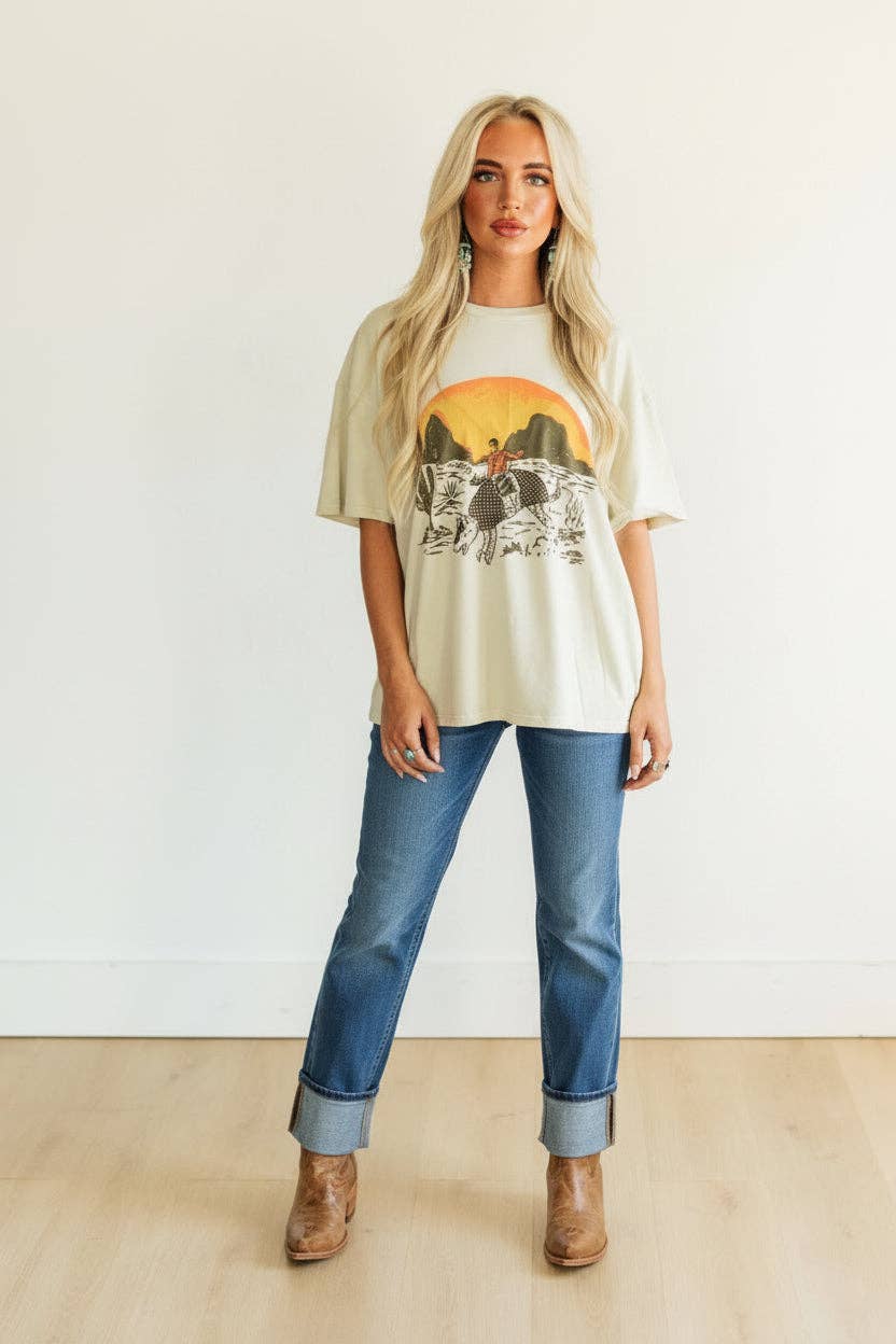 TAN ARMADILLO COWBOY GRAPHIC TEE