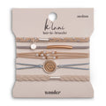 K'lani hair tie bracelets - "Wonder" Soft Creams and Blues with Pearls and Gold Hair Tie Bracelets