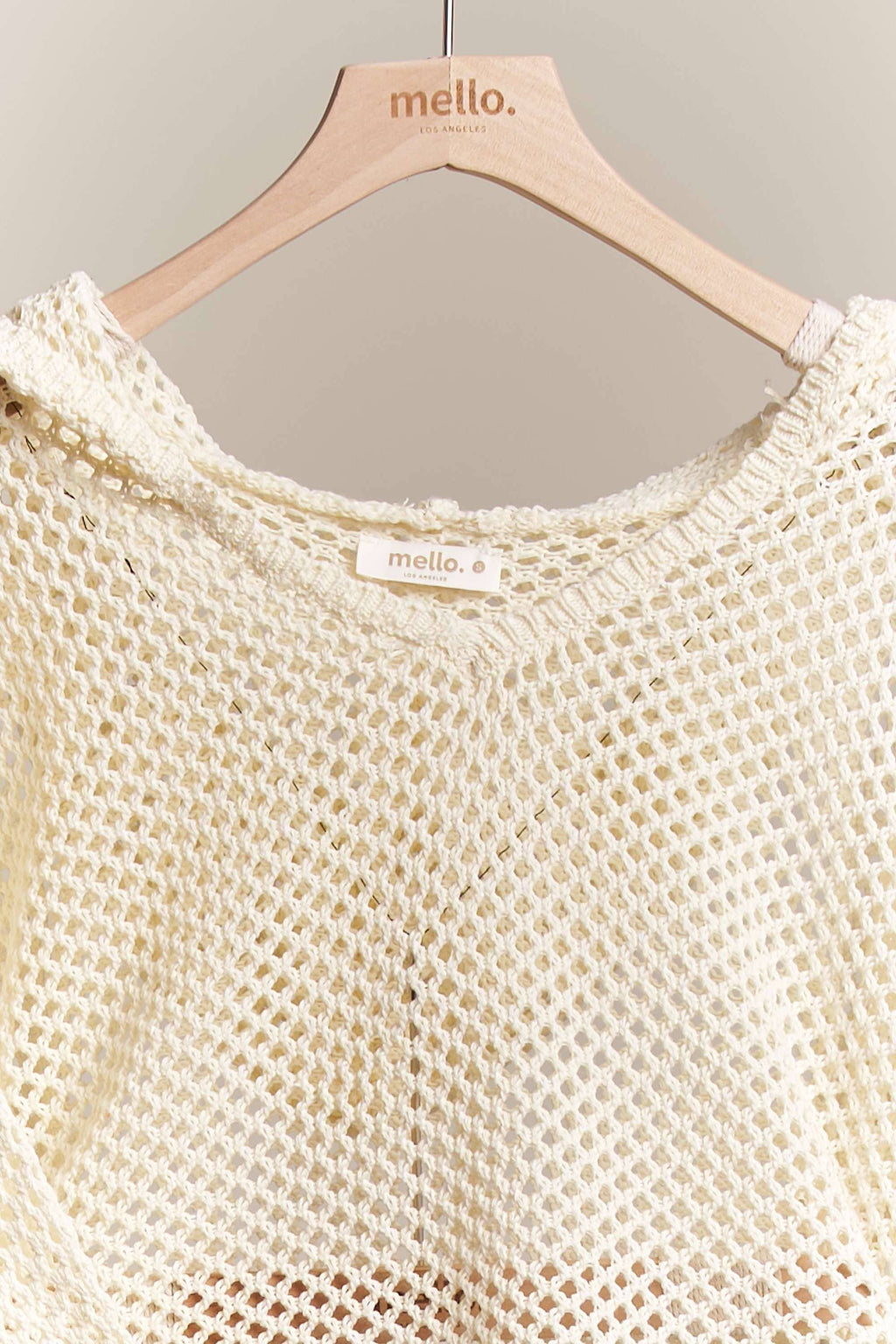 Hooded Wide V Neck Crochet Sweater
