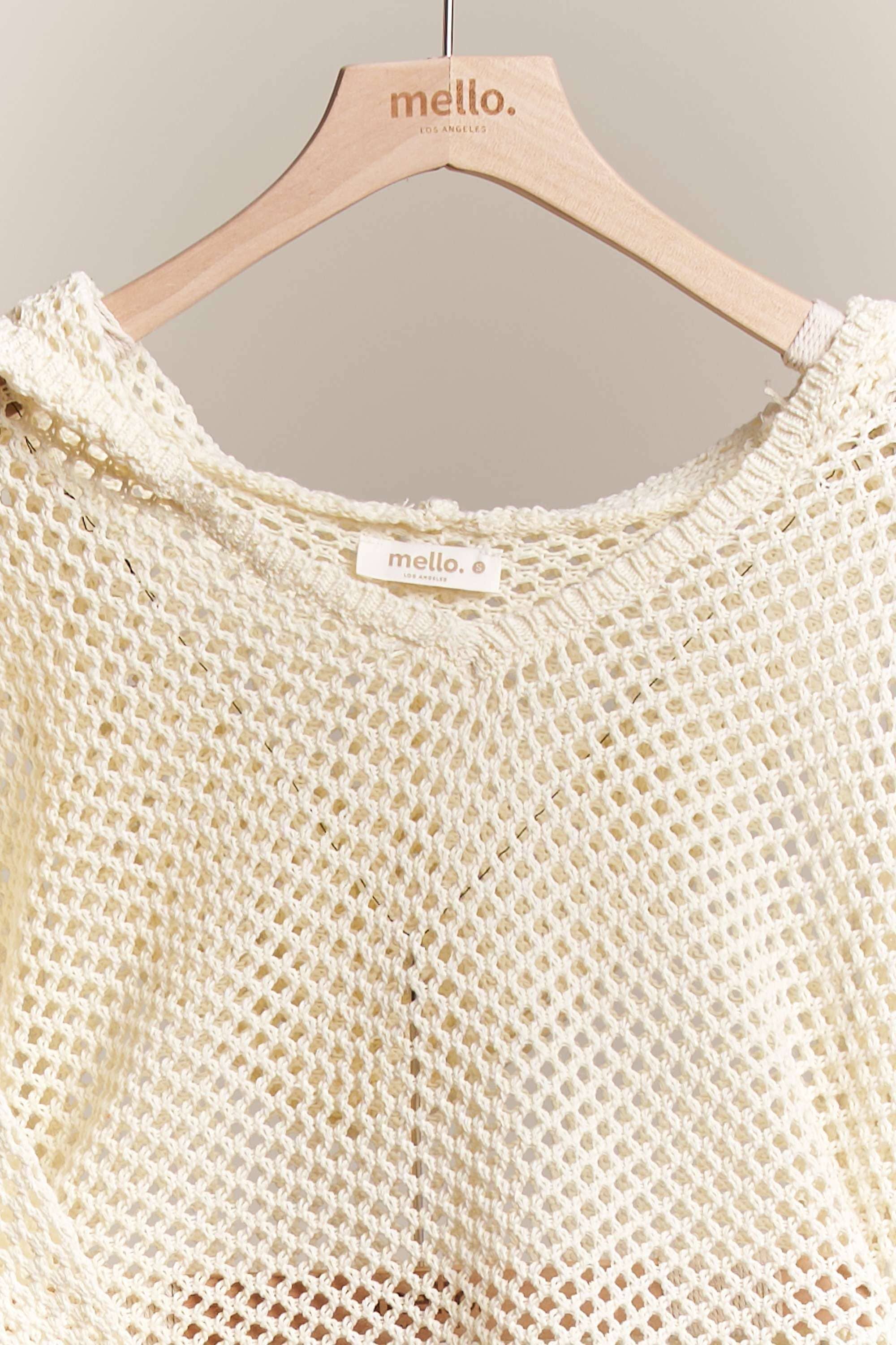 Hooded Wide V Neck Crochet Sweater