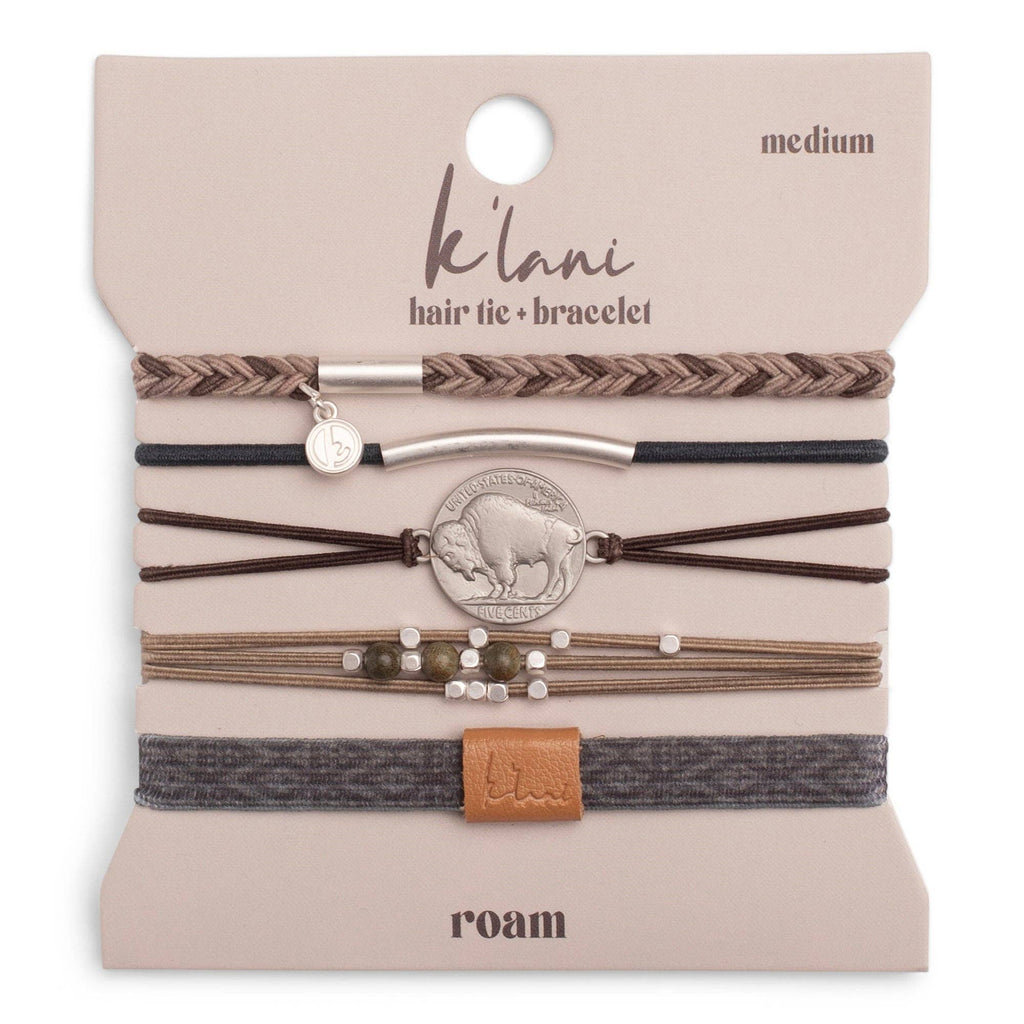 K'lani hair tie bracelets - "Roam" Buffalo Charm Hair Tie Bracelets