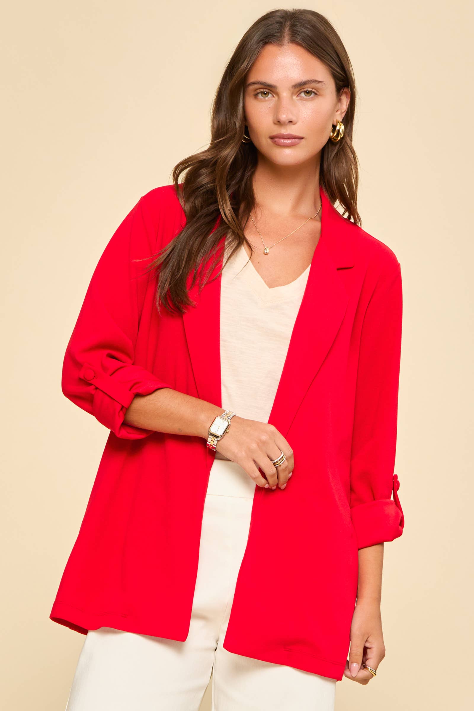 Open Front Boyfriend Blazer