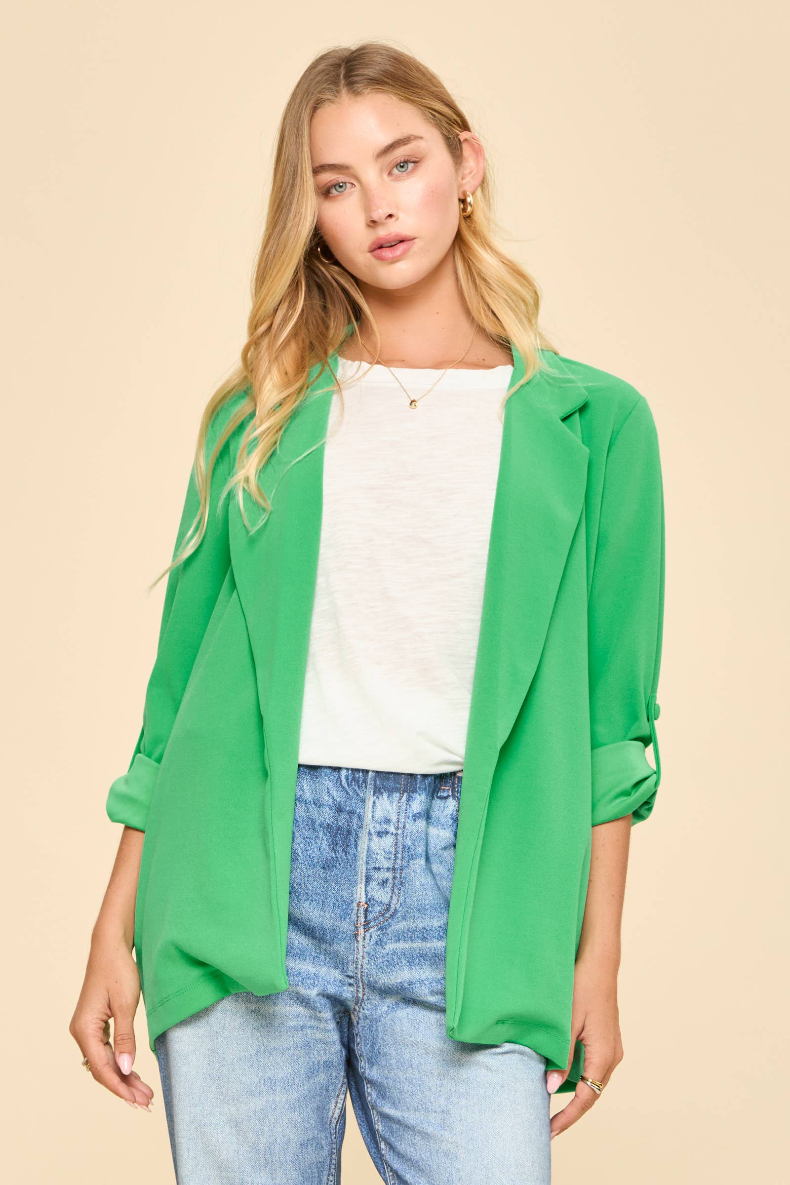 Open Front Boyfriend Blazer
