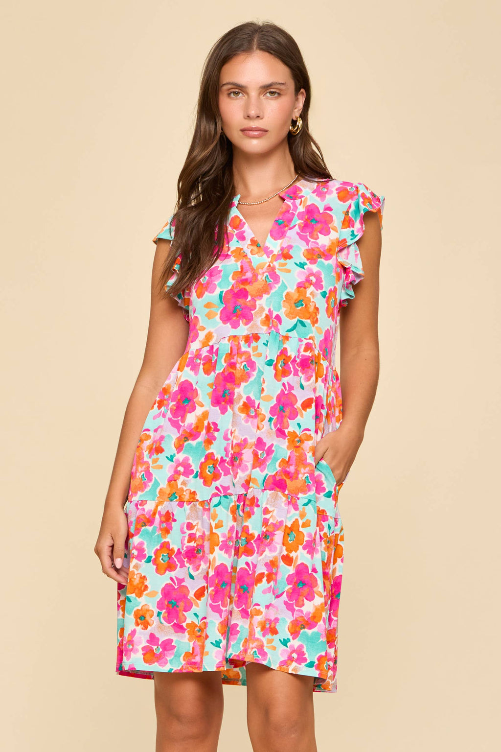 Flutter Sleeve Tiered Forever Dress