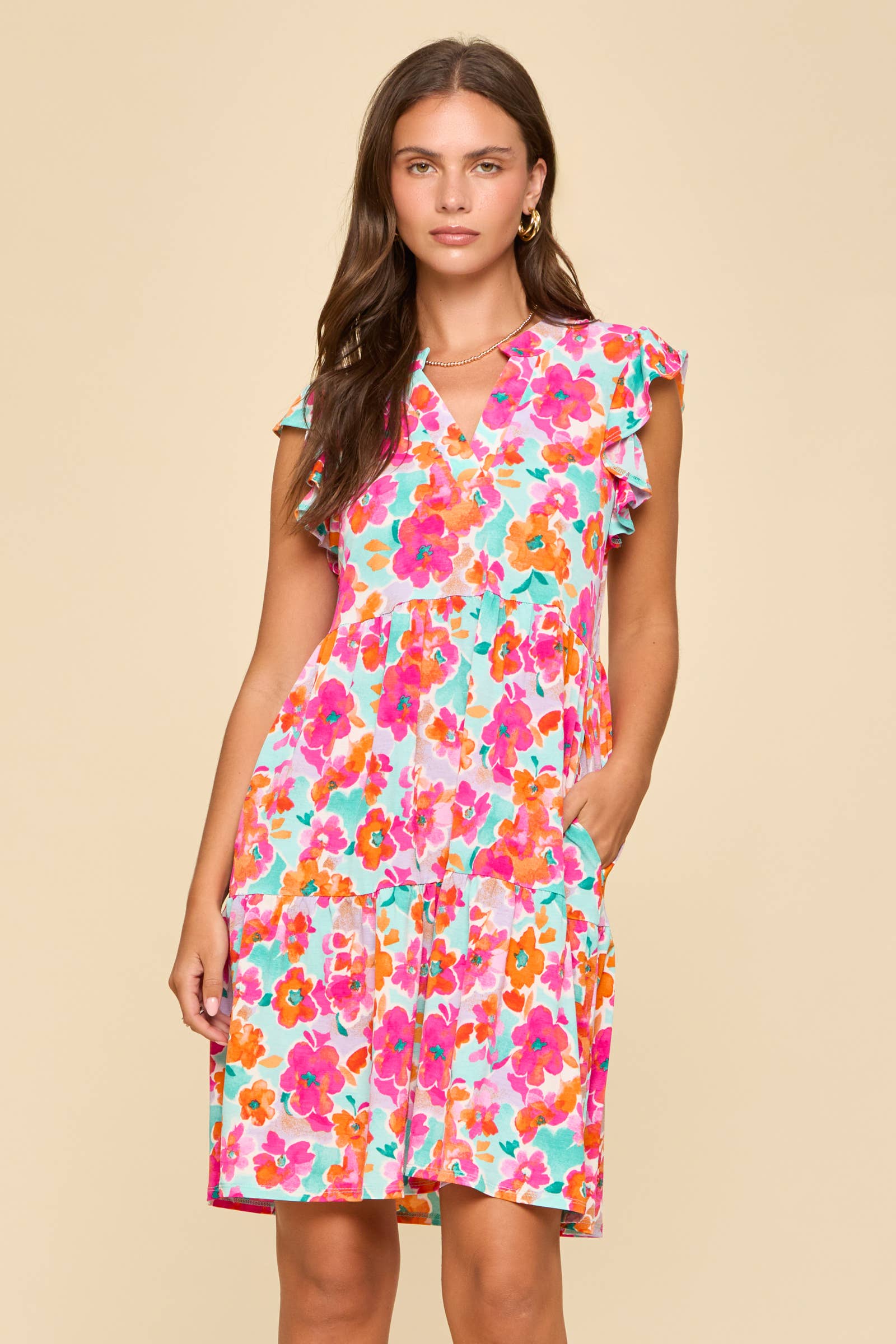 Flutter Sleeve Tiered Forever Dress