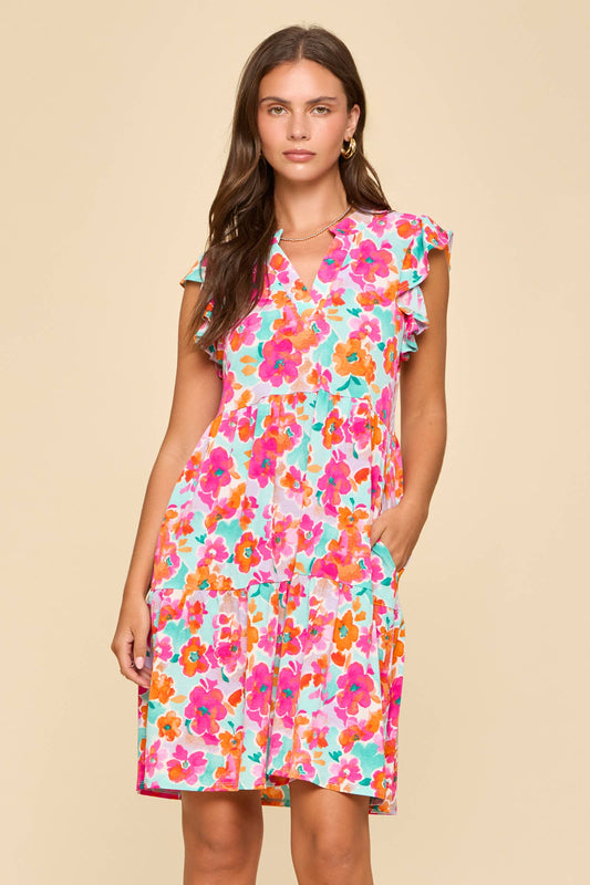 Flutter Sleeve Tiered Forever Dress