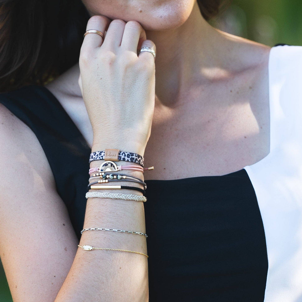 K'lani hair tie bracelets - "Wild" Animal Print with Pink Accent Hair Tie Bracelets