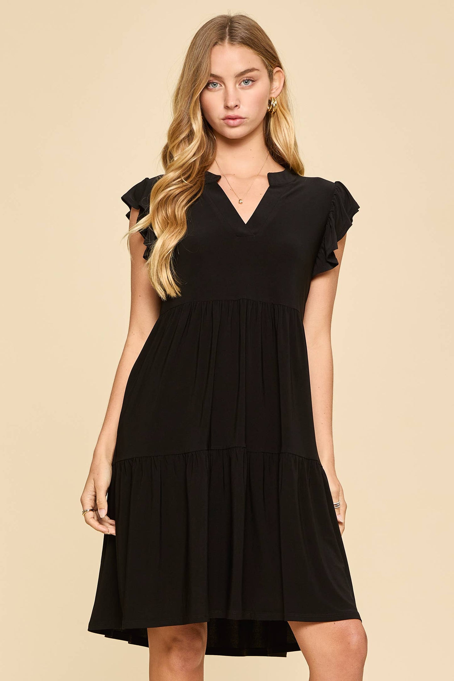 Flutter Sleeve Tiered Forever Dress