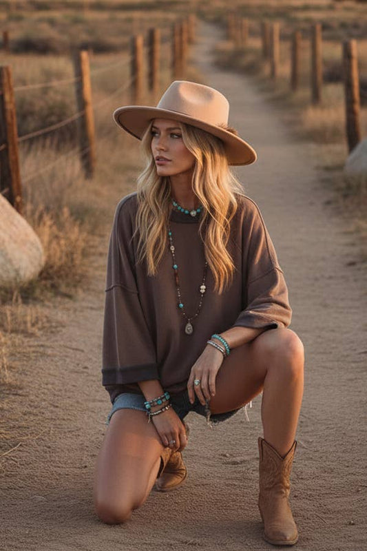 Mineral-Washed Oversized French Terry Top