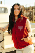 Wine Puffer W Aztec Lining Boot Stitch Detail Vest