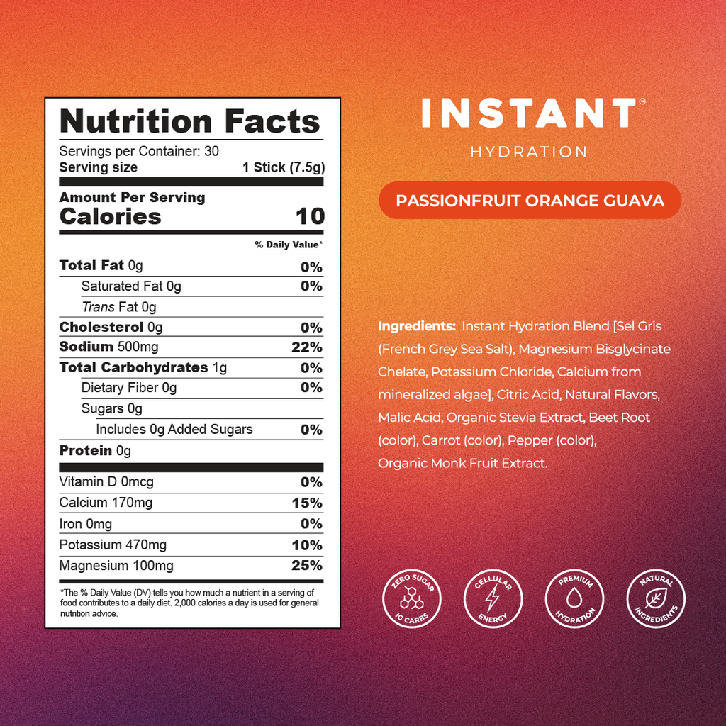 Instant Hydration - Premium Electrolyte Drink Mix: Passionfruit Orange Guava