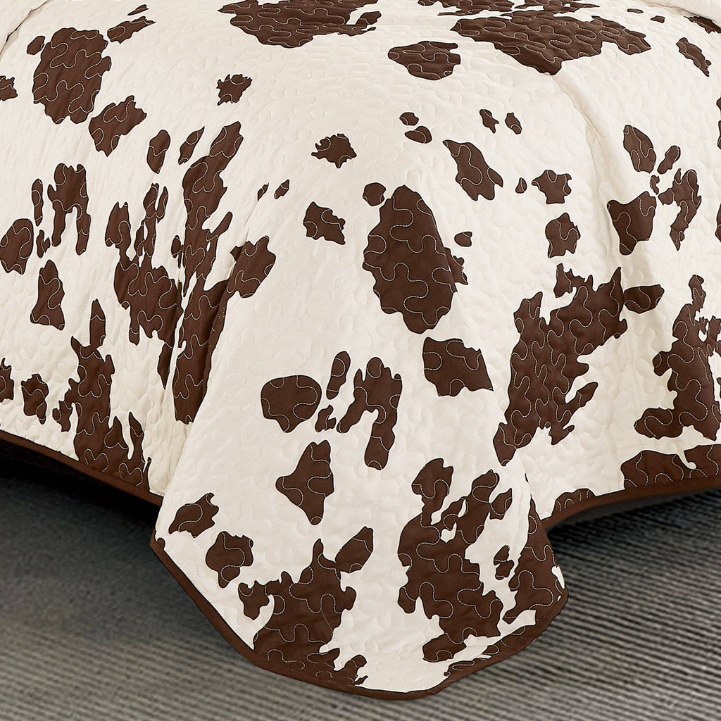 - Rustic Cowhide Brown Bedspread Quilt - 3 Piece Set: Full/Queen