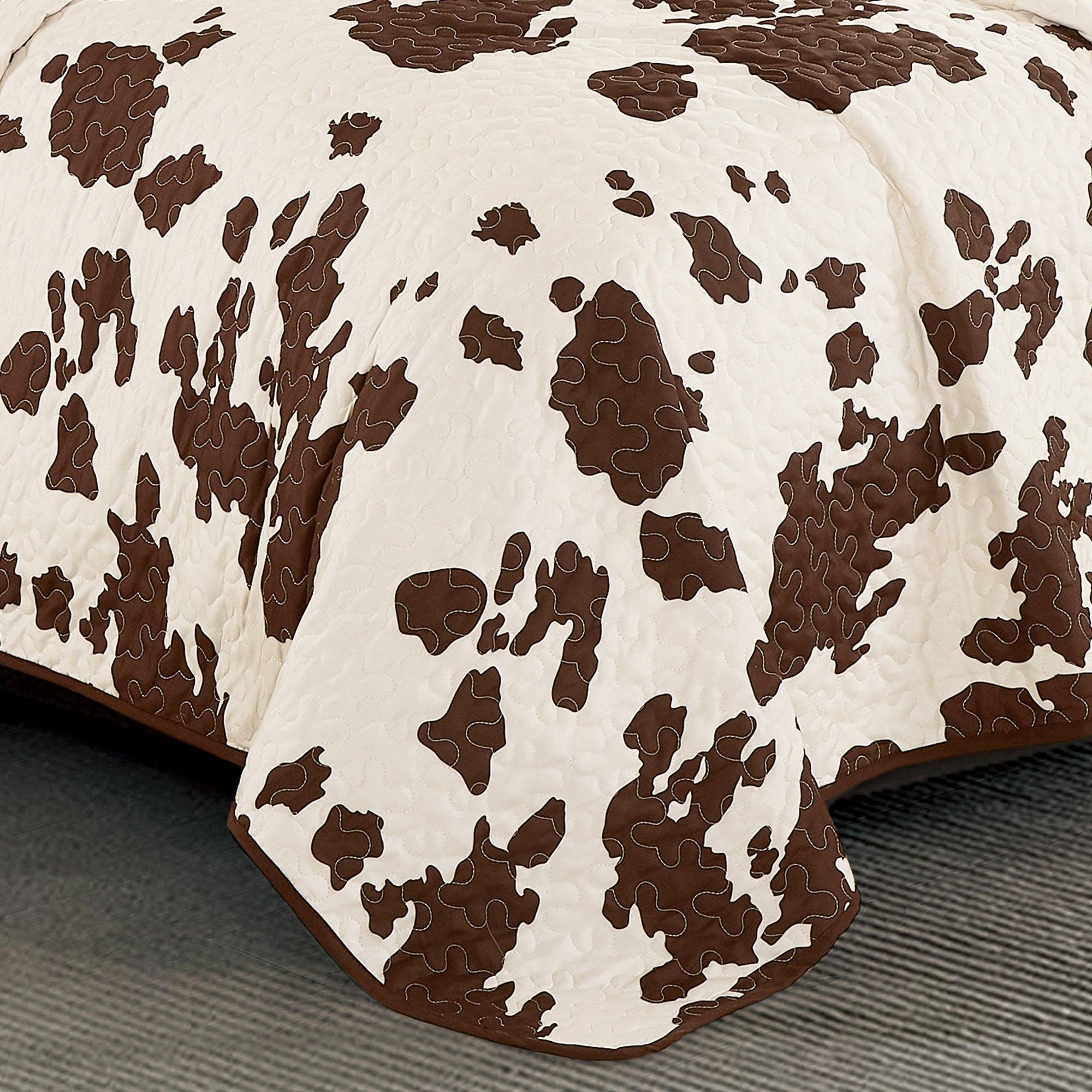 - Rustic Cowhide Brown Bedspread Quilt - 3 Piece Set: Full/Queen