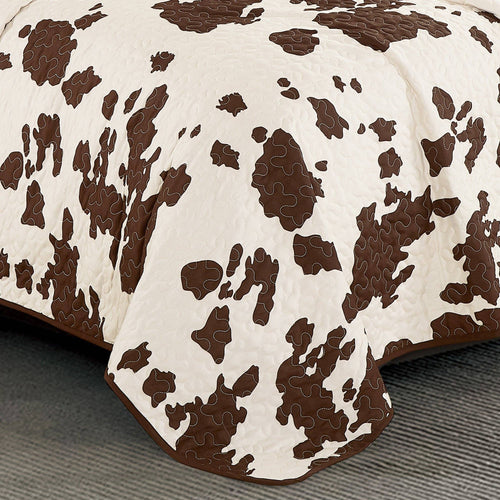- Rustic Cowhide Brown Bedspread Quilt - 3 Piece Set: Full/Queen