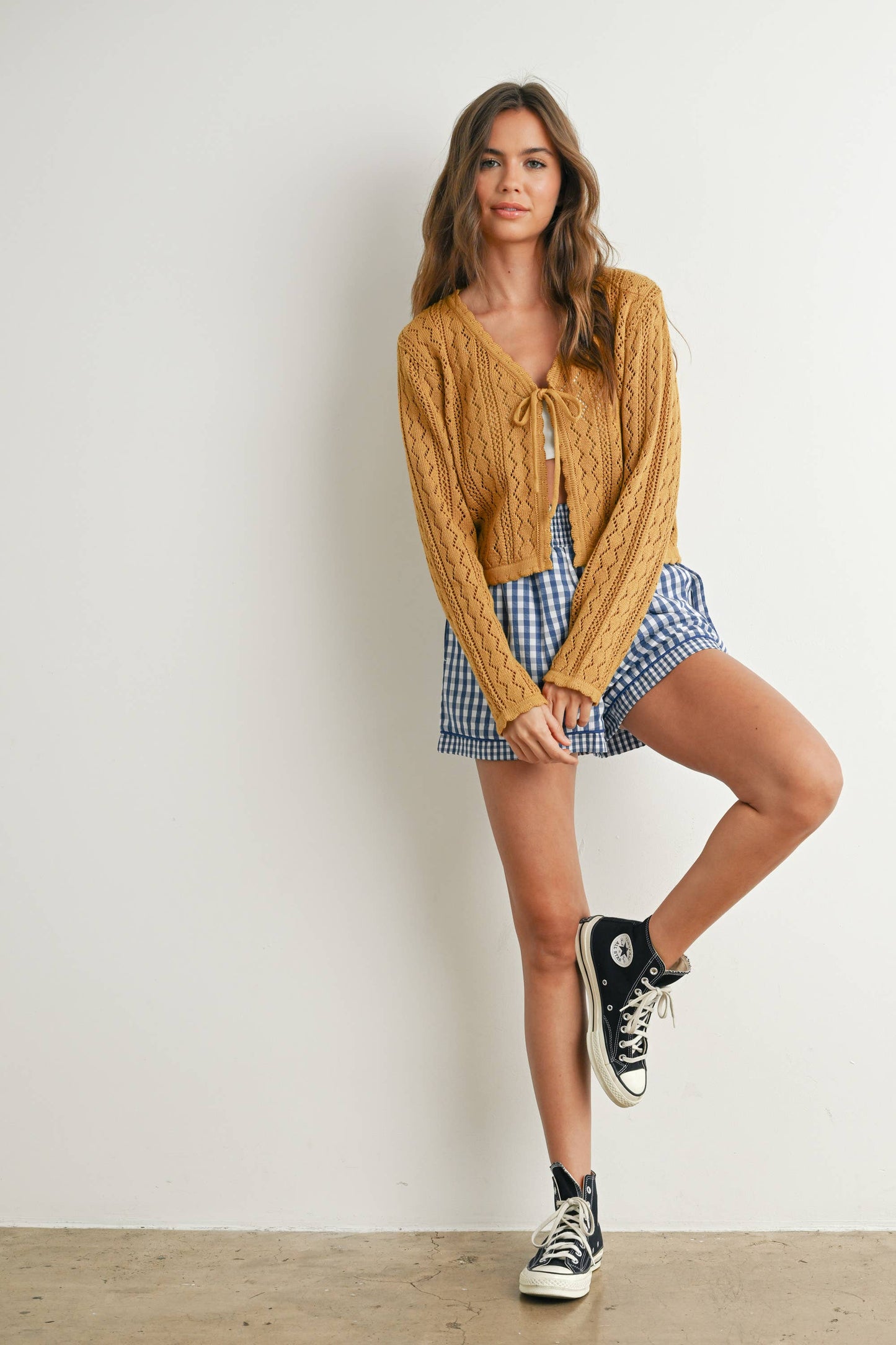 Garterized Gingham Shorts