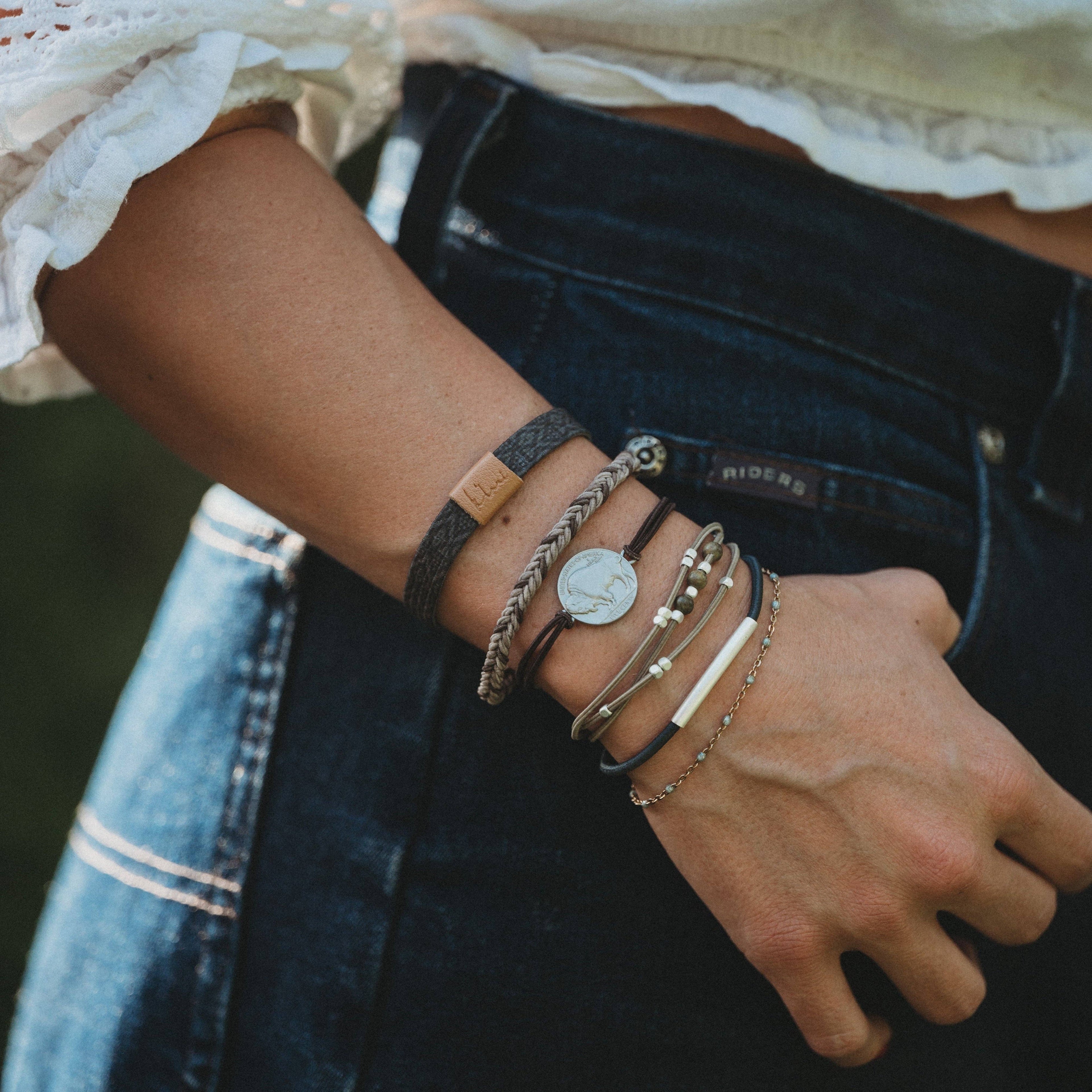 K'lani hair tie bracelets - "Roam" Buffalo Charm Hair Tie Bracelets