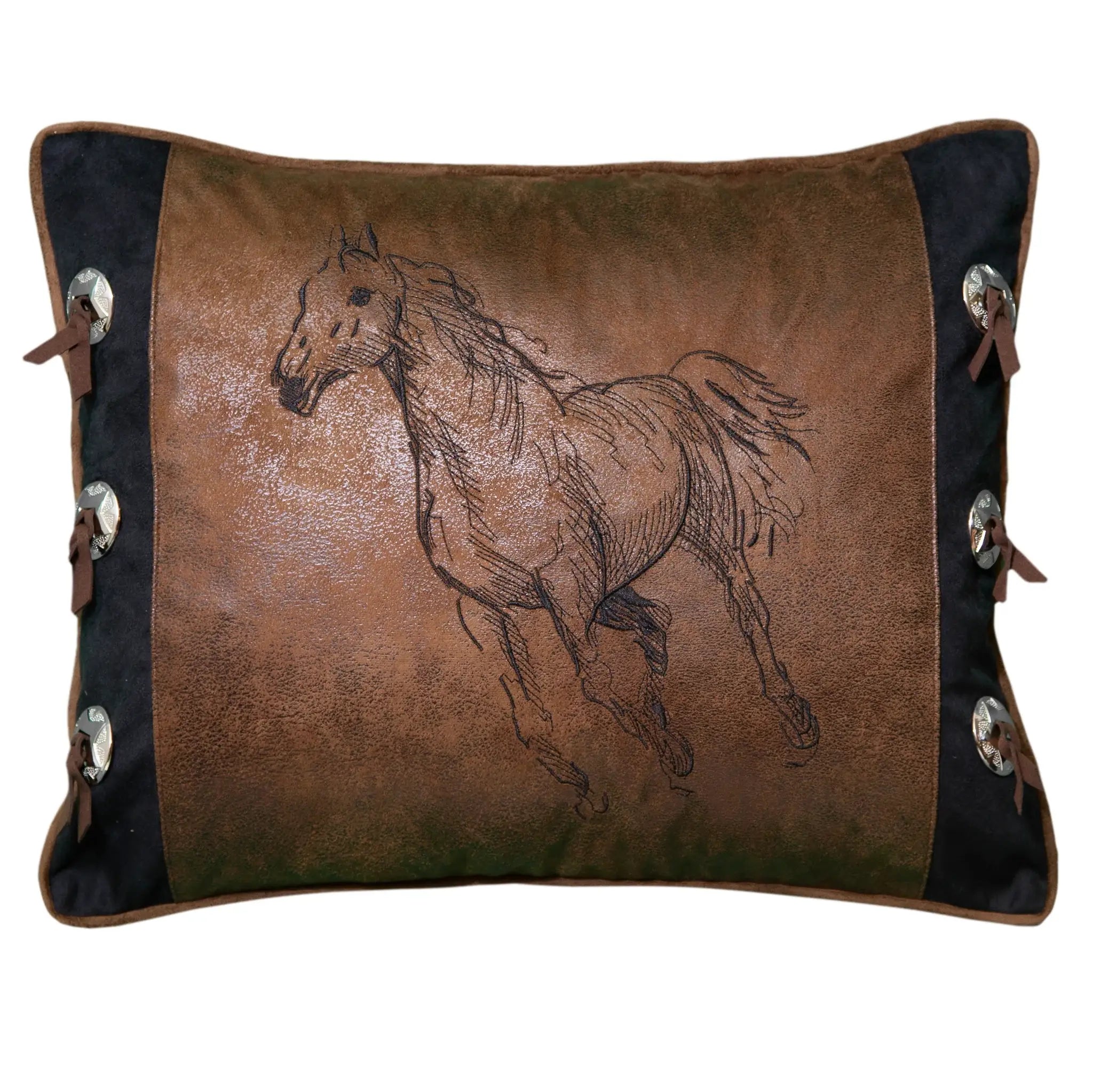 Wrangler® Embroidered Black Horse Pillow