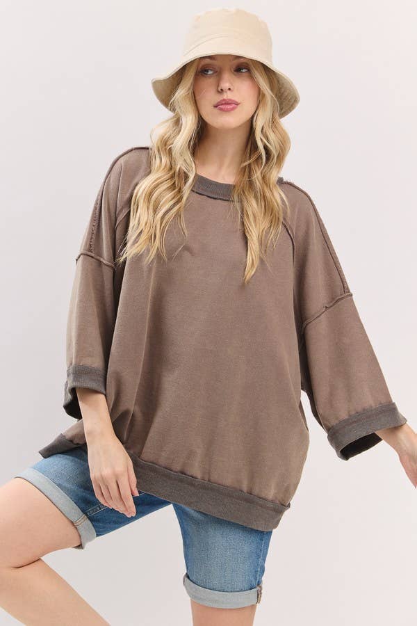 Mineral-Washed Oversized French Terry Top