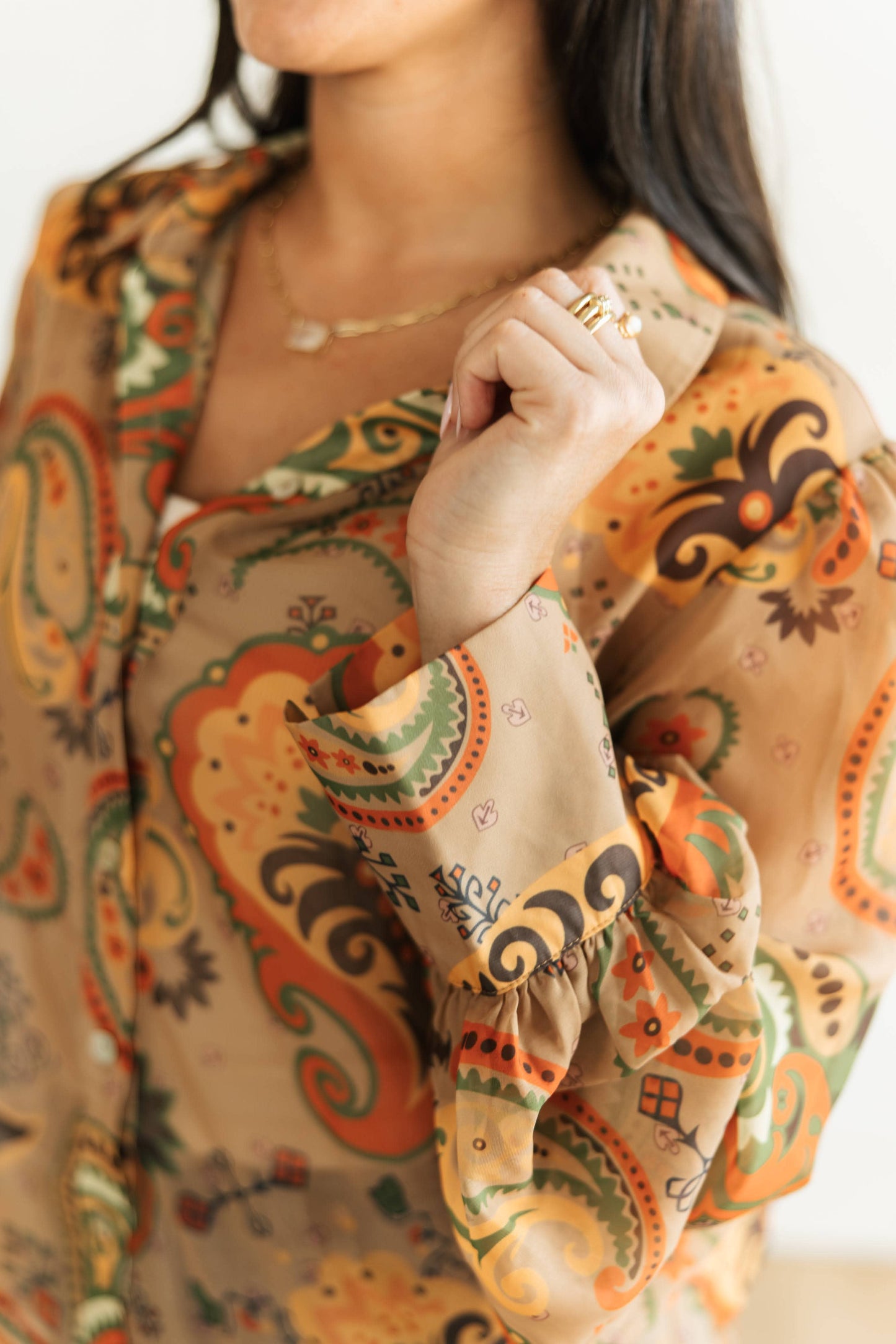 BROWN PAISLEY  BLOUSE