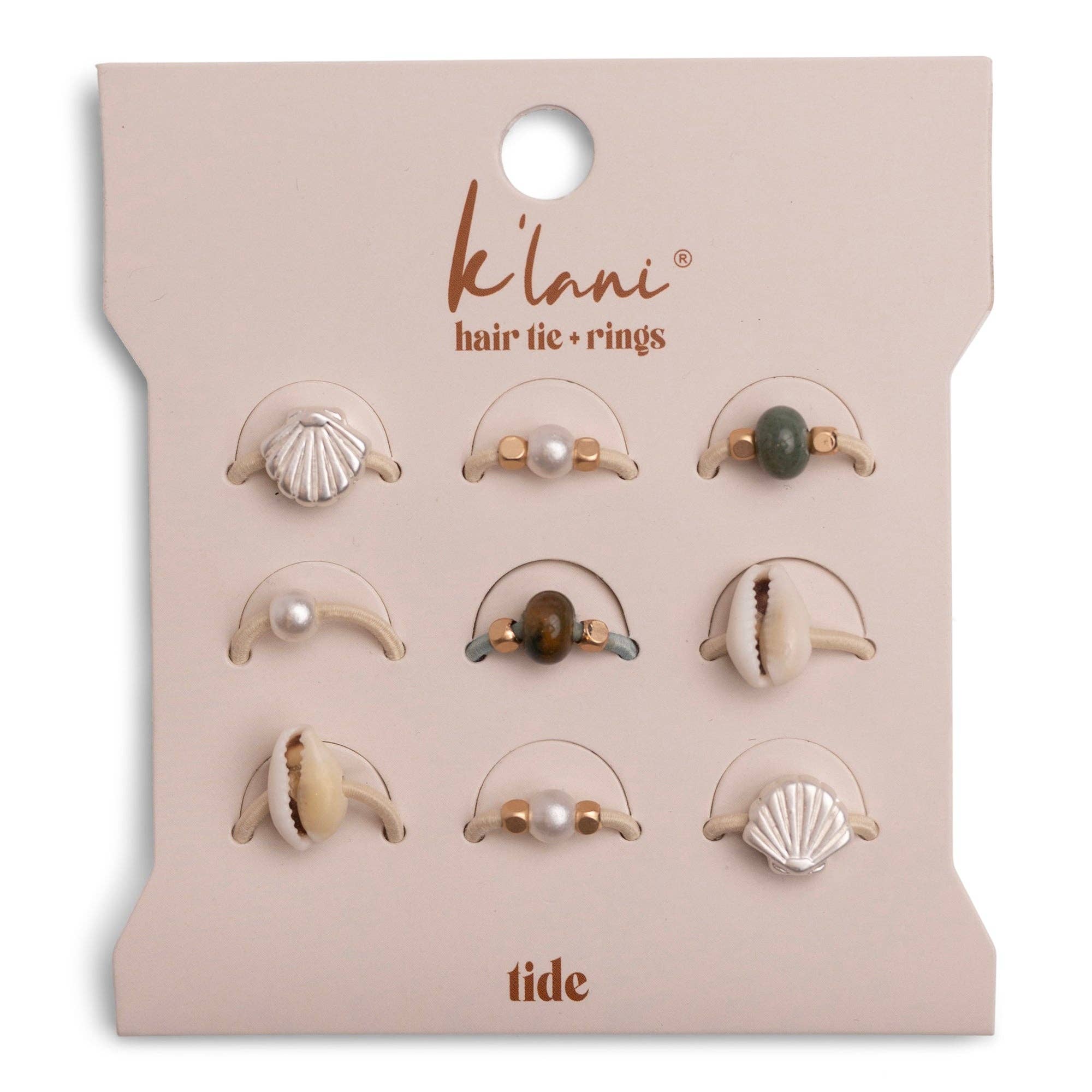 K'lani hair tie bracelets - "Tide" Seashell Beach Vibe Hair Tie Rings