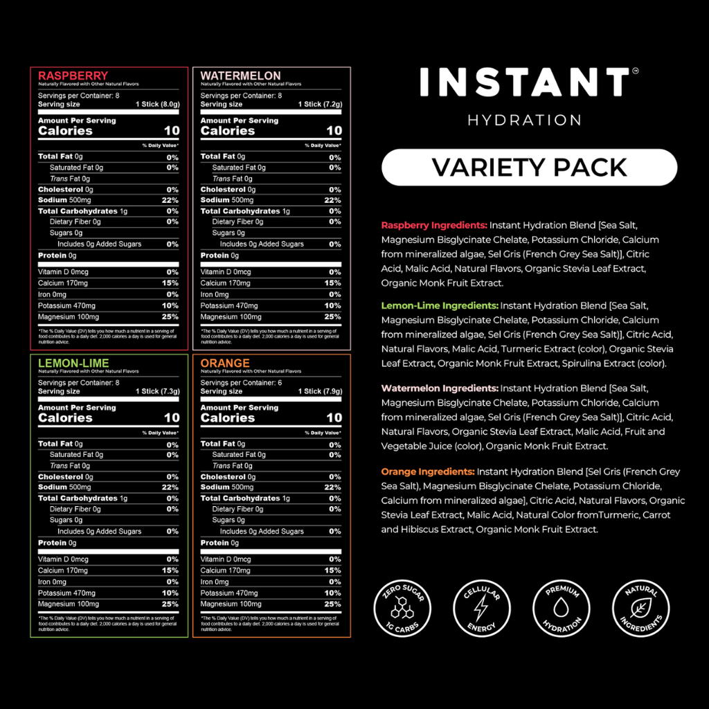 Instant Hydration - Premium Electrolyte Drink Mix: Variety Pack 30ct