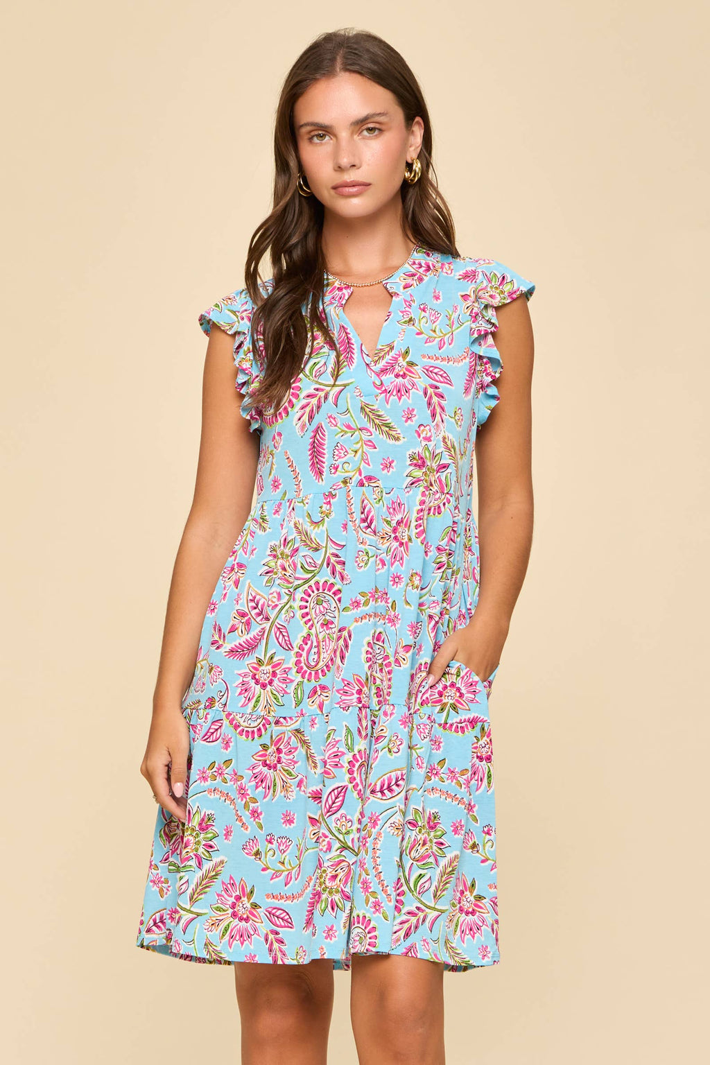 Flutter Sleeve Tiered Forever Dress