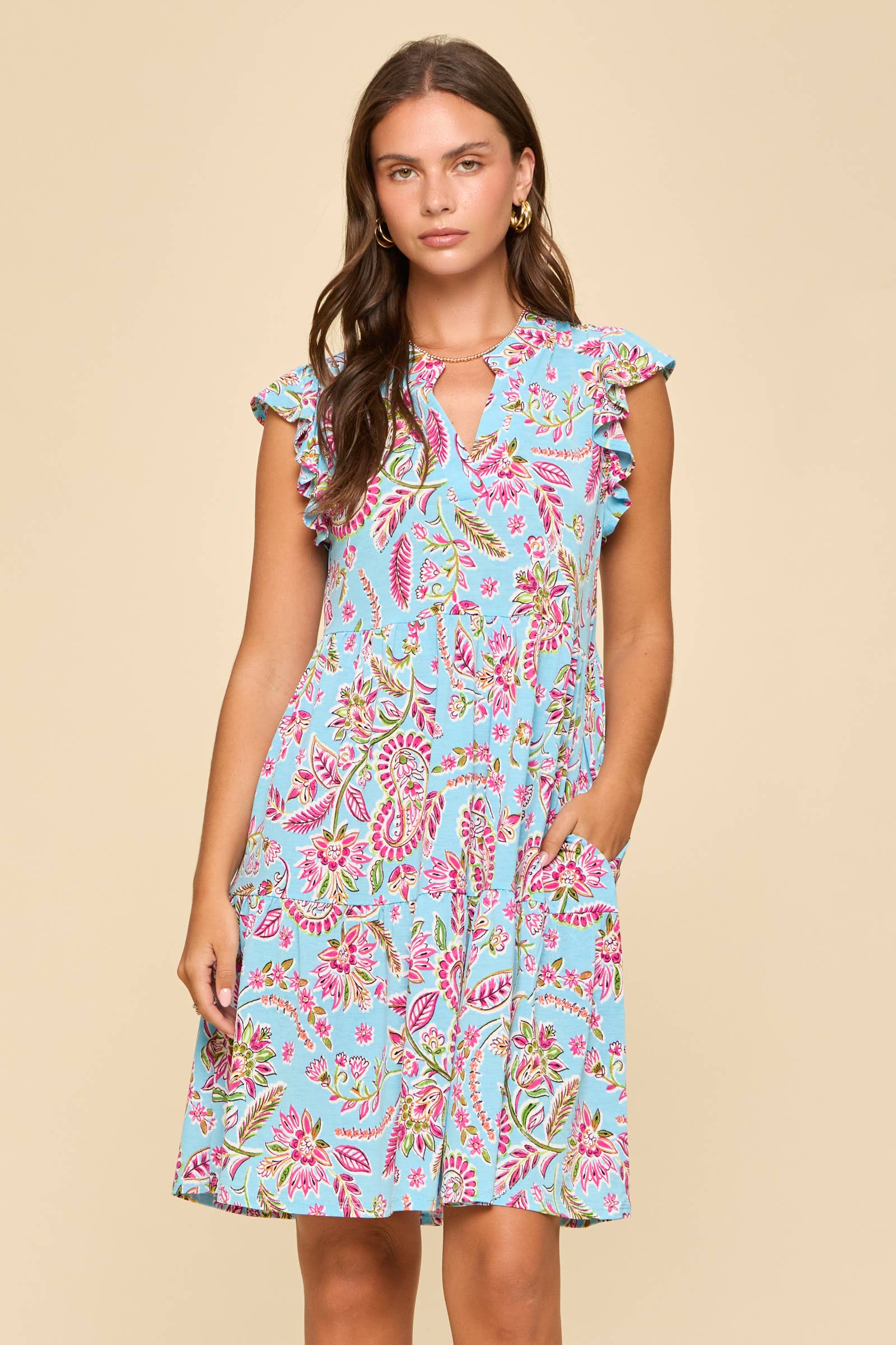 Flutter Sleeve Tiered Forever Dress