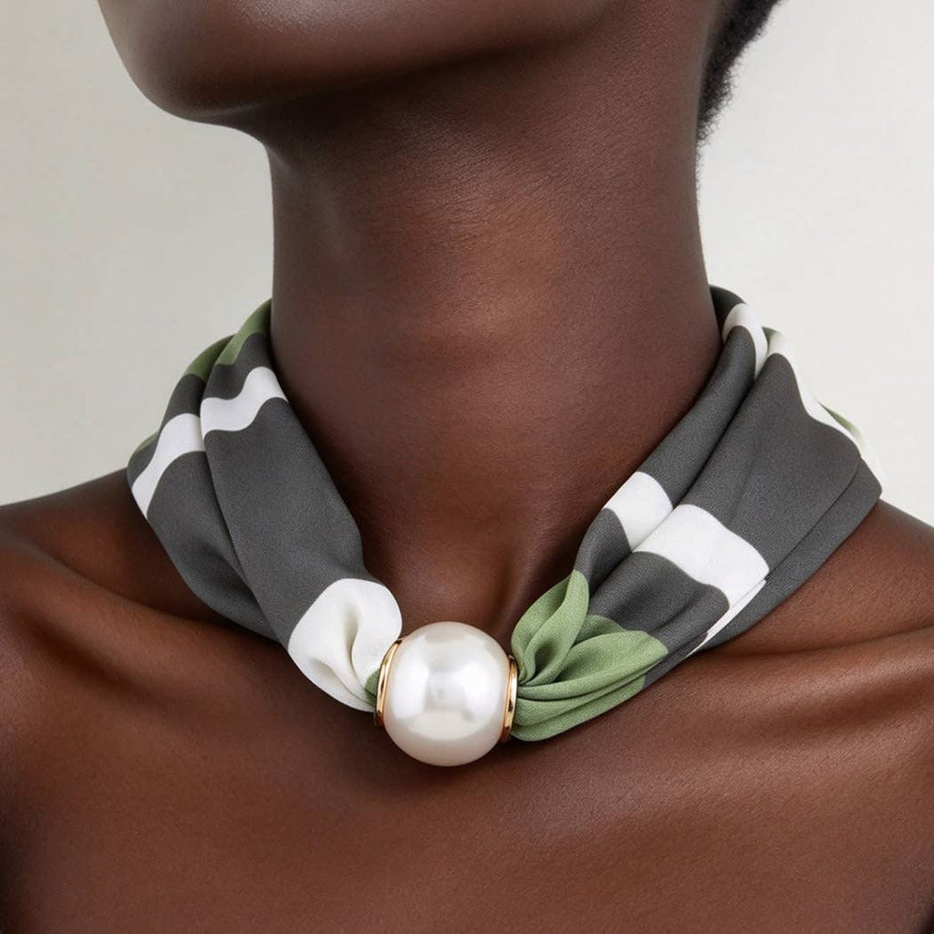 3AM BY H&D ACCESSORIES - Scarf Pearl Slider Choker Necklace