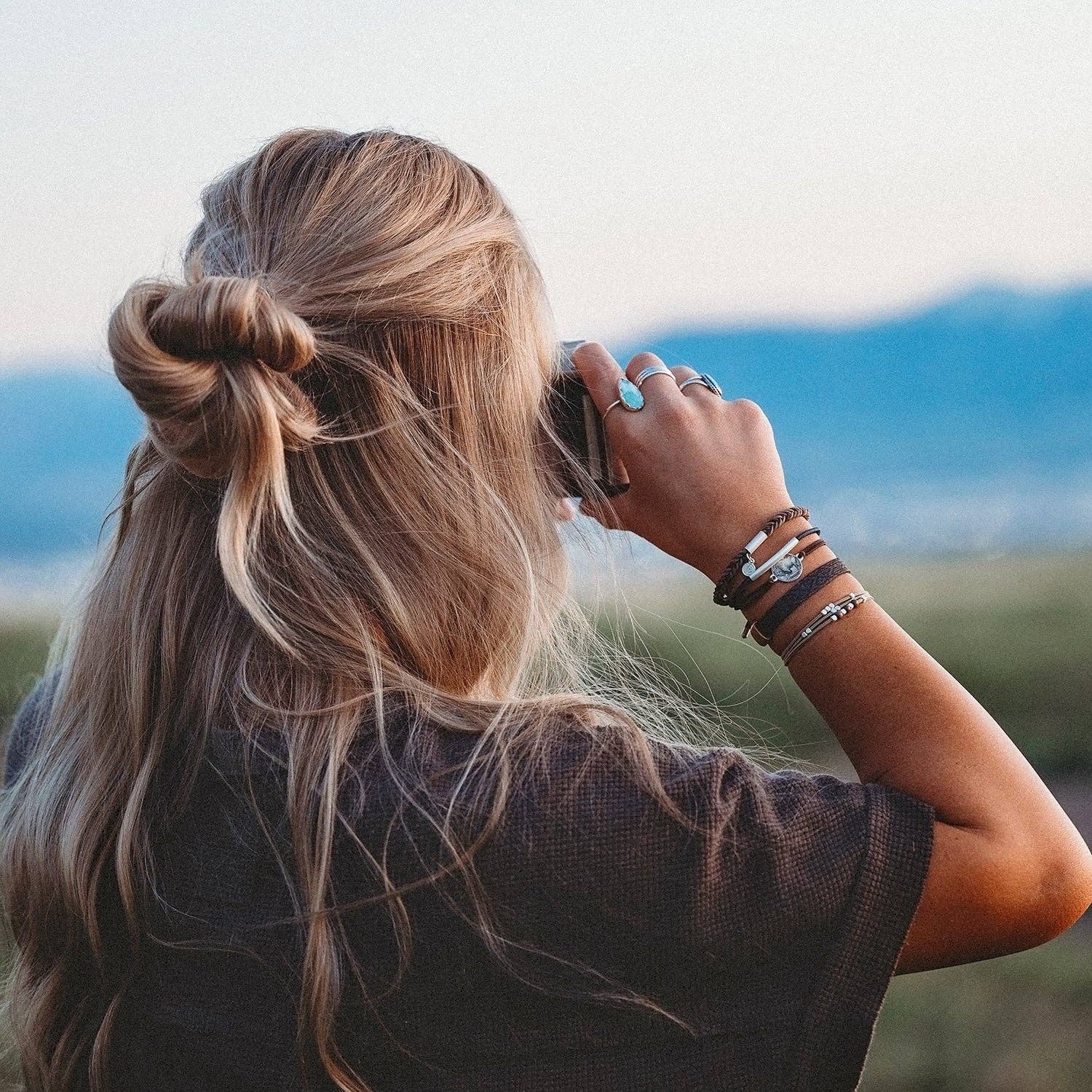 K'lani hair tie bracelets - "Roam" Buffalo Charm Hair Tie Bracelets